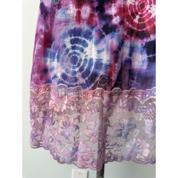 Y2k Vintage Ransom Pink Purple Blue Tie Dye Floral Slip Dress size Junior XL - Picture 5 of 6